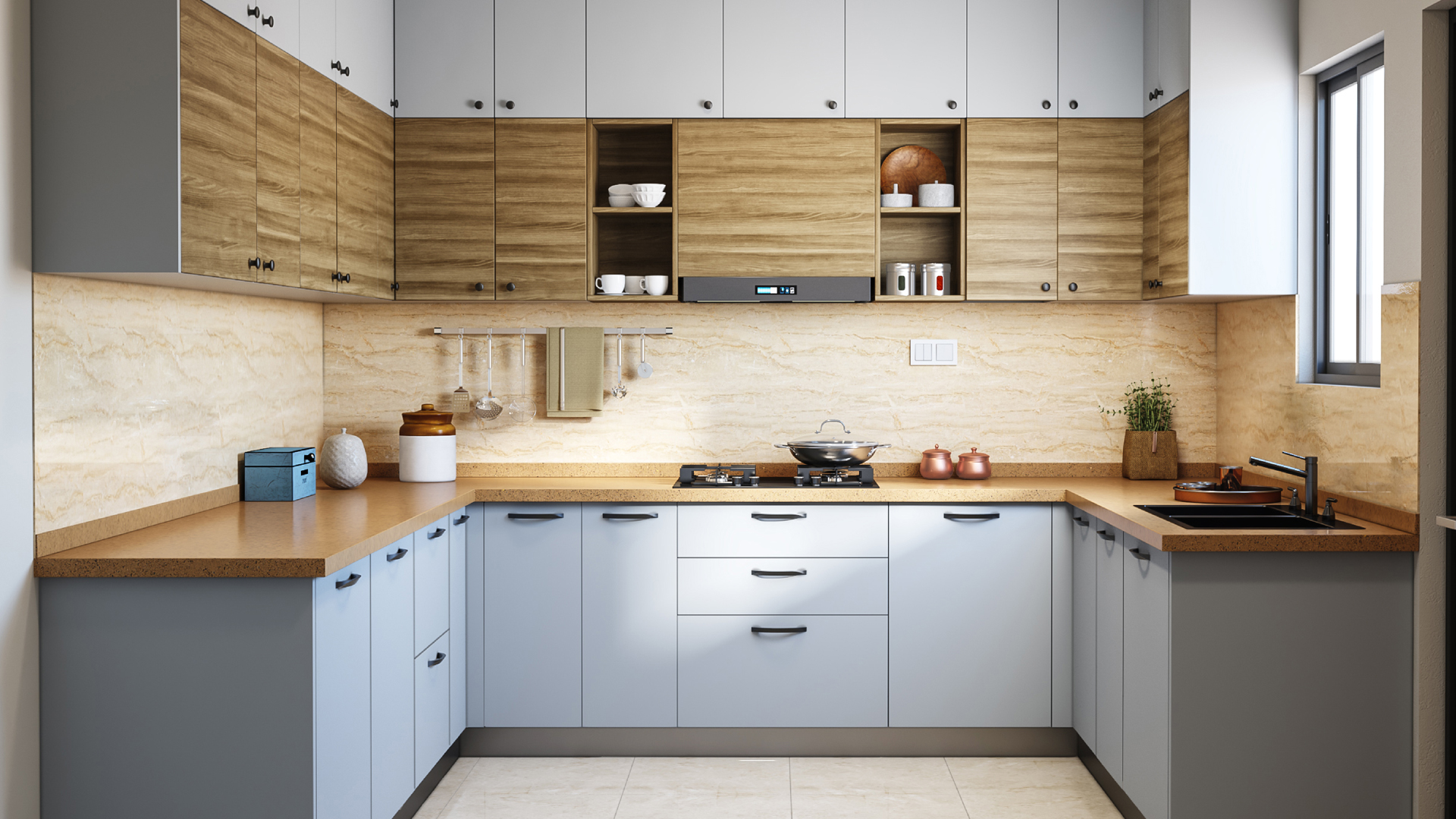 u shape kitchen
